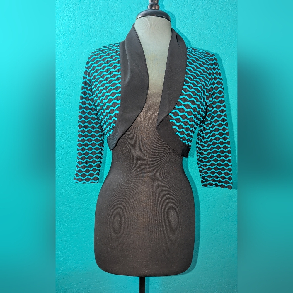 Black and Teal Patterned Shrug